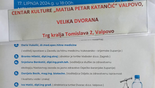 Javna tribina „KAKVU VODU PIJEMO ?”