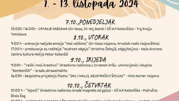Od 7. do 13. listopada i u Valpovu obilježavanje Dječjeg tjedna